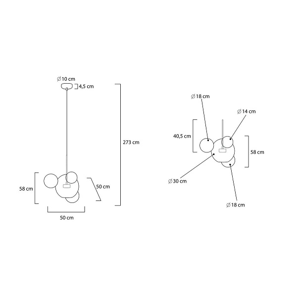 Lampa wisząca CAPRI 4 złota - 60 LED, aluminium, szkło - Moosee